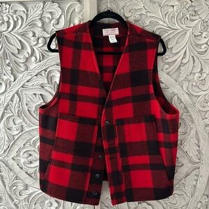 Vintage Filson Buffalo Plaid Mackinaw 100% Virgin Wool Vest Mens XL Size 46